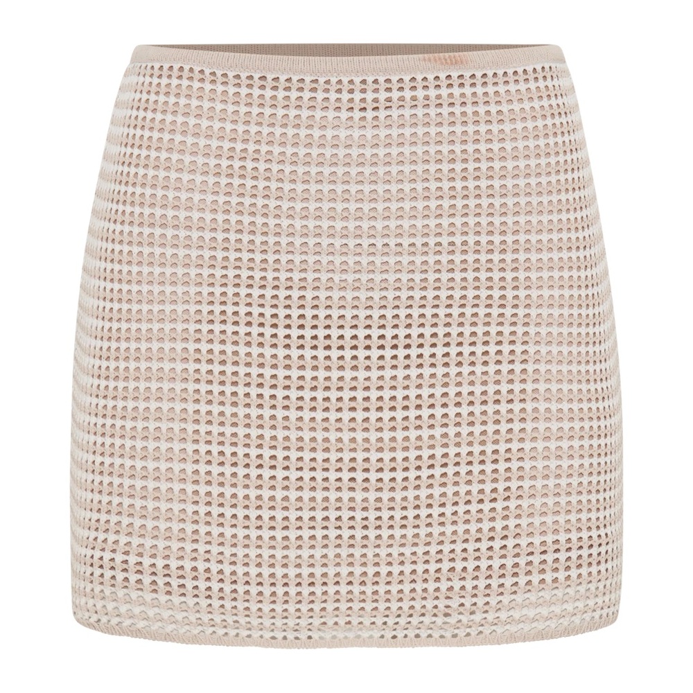 Meshki Omarosa Stripe Knit Mini Skirt - Tan/White